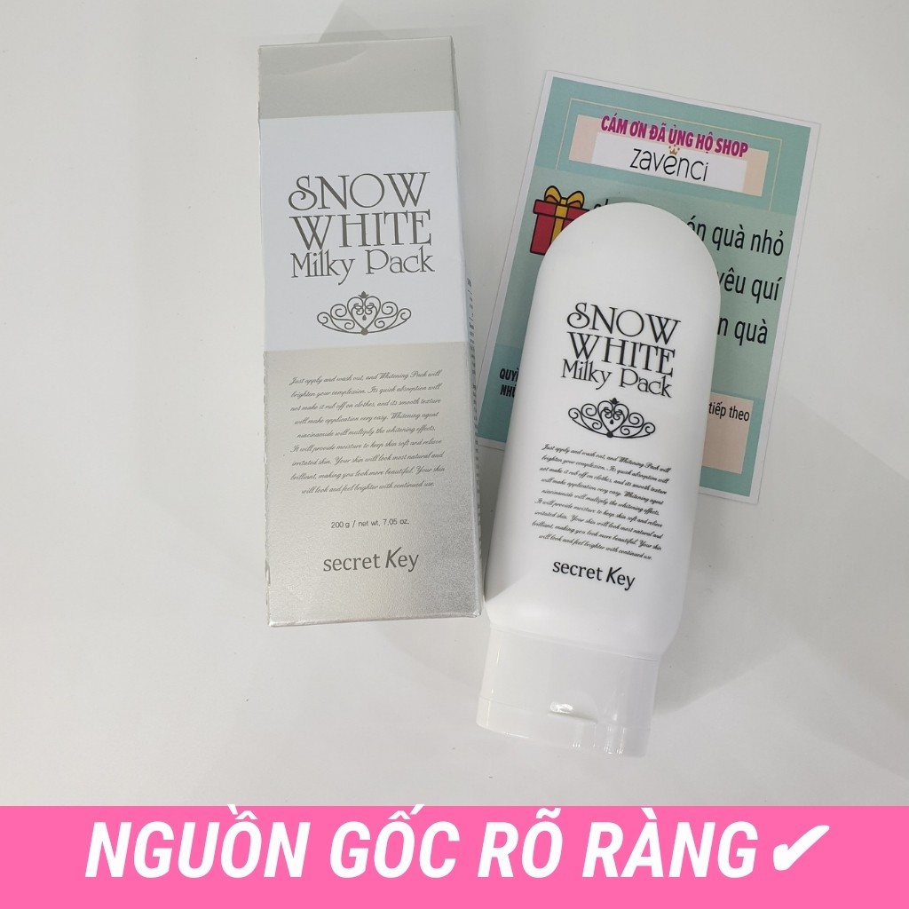 Kem dưỡng trắng da Snow White Milky Pack Secret Key body cấp tốc 200ml - ZAVENCI Official