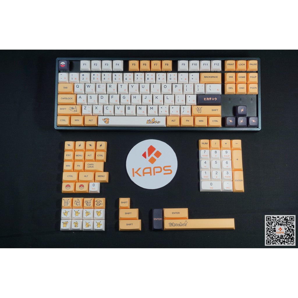 Keycap  PIKACHU Anh, Anh-Nhật - profile XDA - keycap PBT - Dyesub - 139 nút cho bàn phím cơ Filco, Leopold, IKBC, Edra