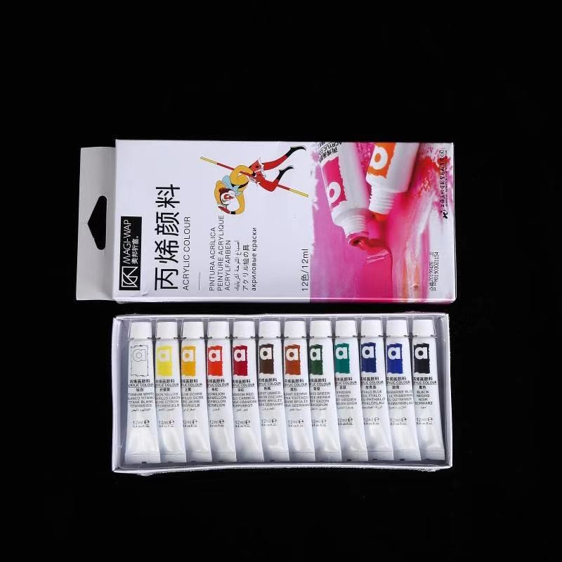 Sét Bột Vẽ Cọ Bản 12 Màu Chuẩn Đẹp MAGI-WAp Acrylic Color