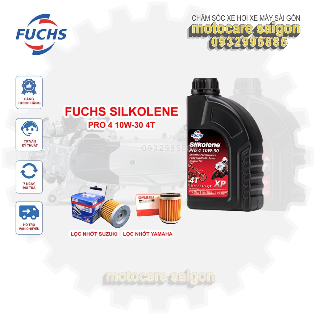 Nhớt FUCHS Silkolene Pro4 10w30 TẶNG KÈM LỌC Nhớt xe số/tay côn