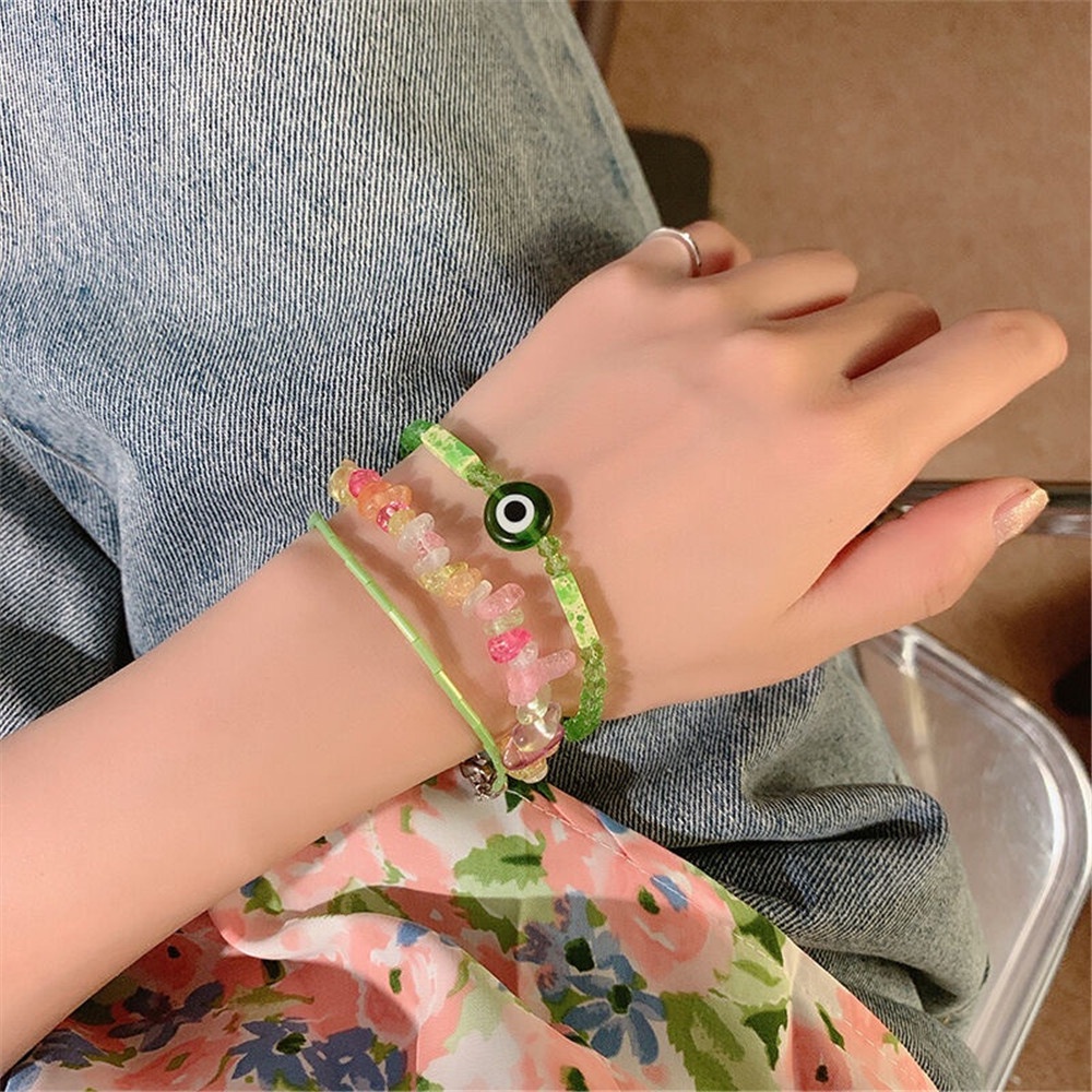 Cod Qipin Vòng Tay Chuỗi Hạt Màu Xanh Lá Cây Ngọt Ngào Nhiều Màu Sắc Thời Trang Hàn Quốc Làm Quà