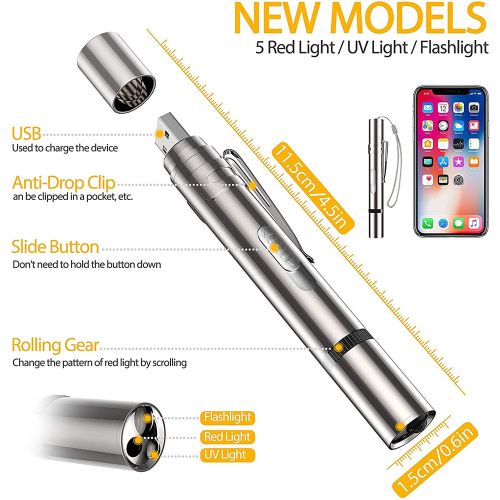 Đèn Pin Chiếu Tia Cực Tím 3 Trong 1