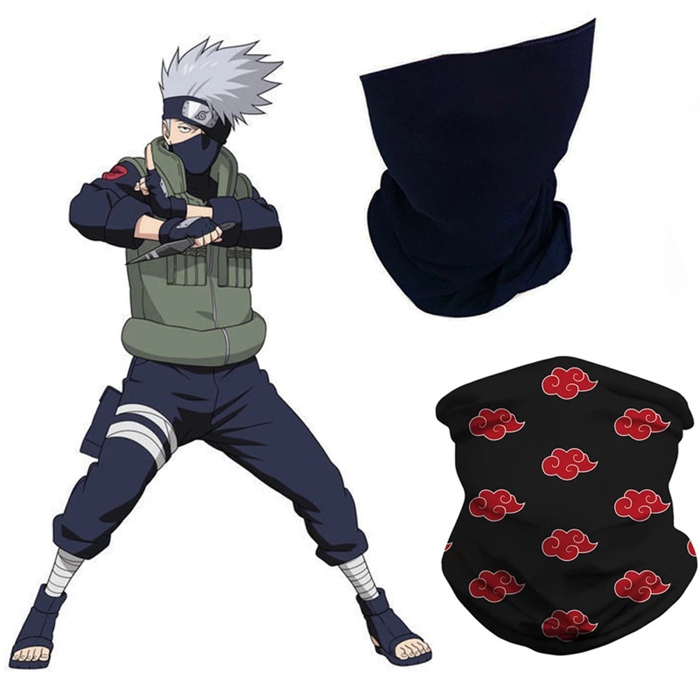 Khăn che mặt họa tiết đám mây đỏ trong Anime Ninja Naruto Kakashi Hatake Akatsuki Uchiha Itachi dùng khi đi xe moto