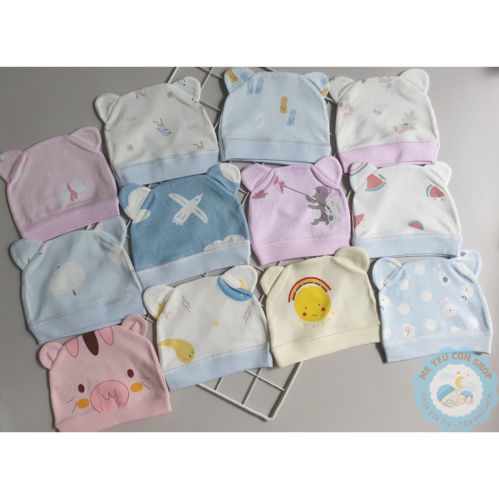 [Chọn mẫu] NÓN SƠ SINH COTTON CHO BÉ 0m+