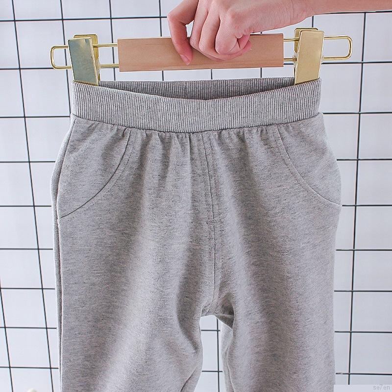 Set áo thun tay dài cổ tròn in họa tiết hoạt hình phối quần dài thời trang mùa thu cho bé gái Se7en