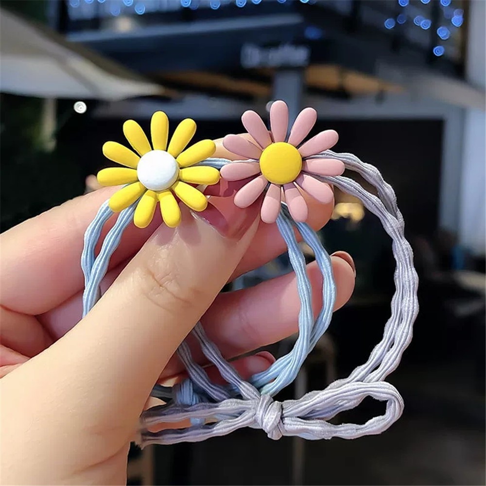 Dây nơ buộc tóc hoa cúc nhiều màu, dây thun buộc tóc nữ Hàn Quốc làm quà tặng