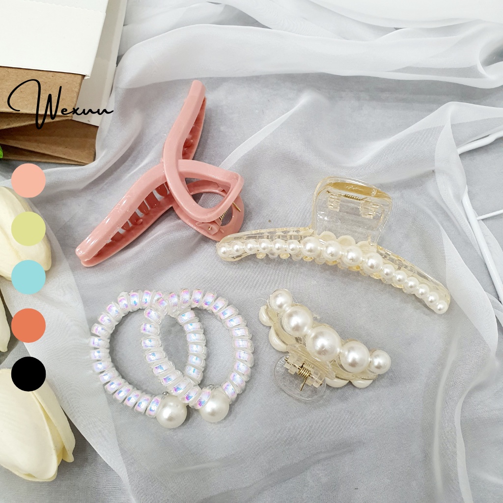 Set 5 kẹp tóc đính hạt thời trang Hàn Quốc