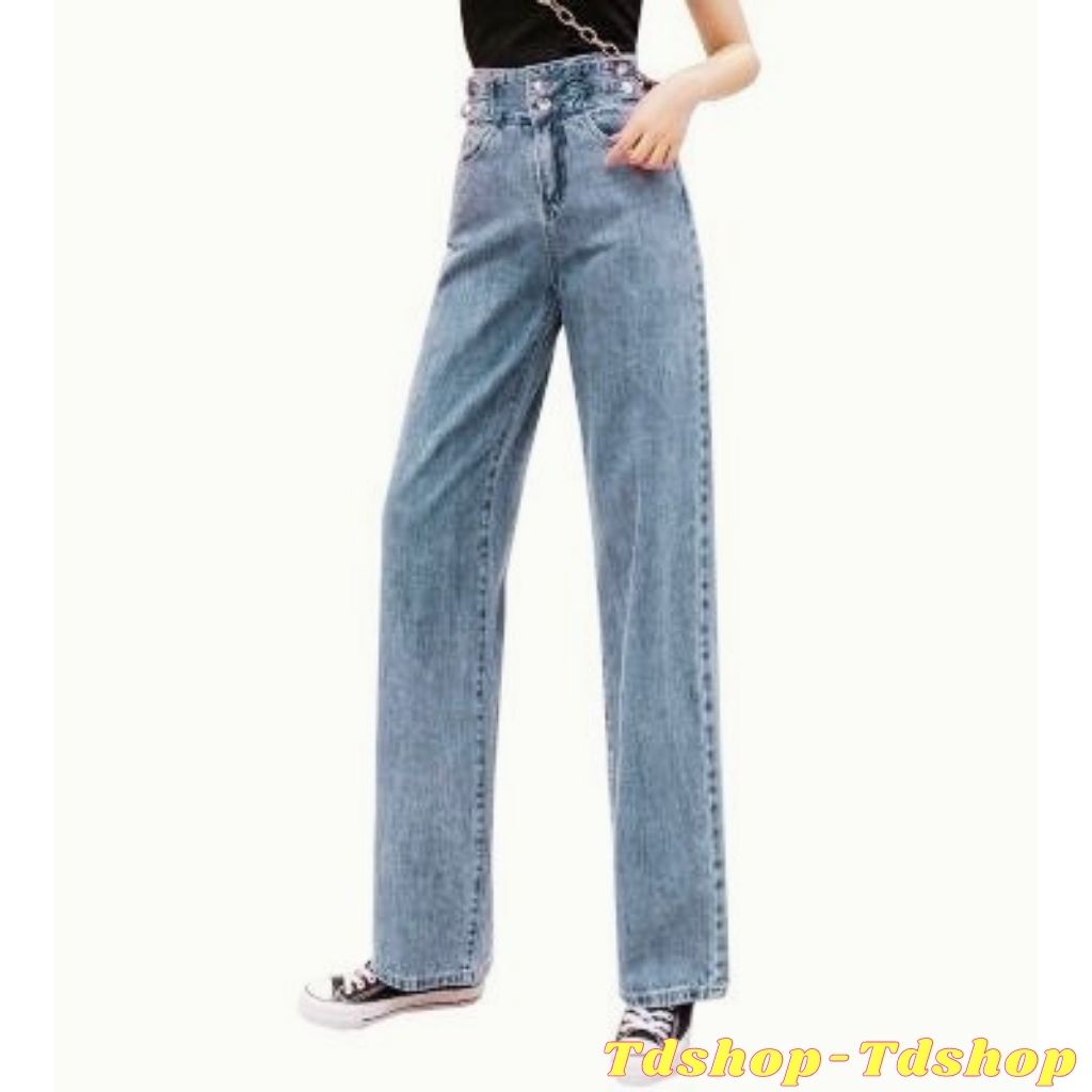 Quần Ống Rộng Jeans Nữ Ống Suông Baggy Cạp Cao | Tdshopnt - Q02 | BigBuy360 - bigbuy360.vn