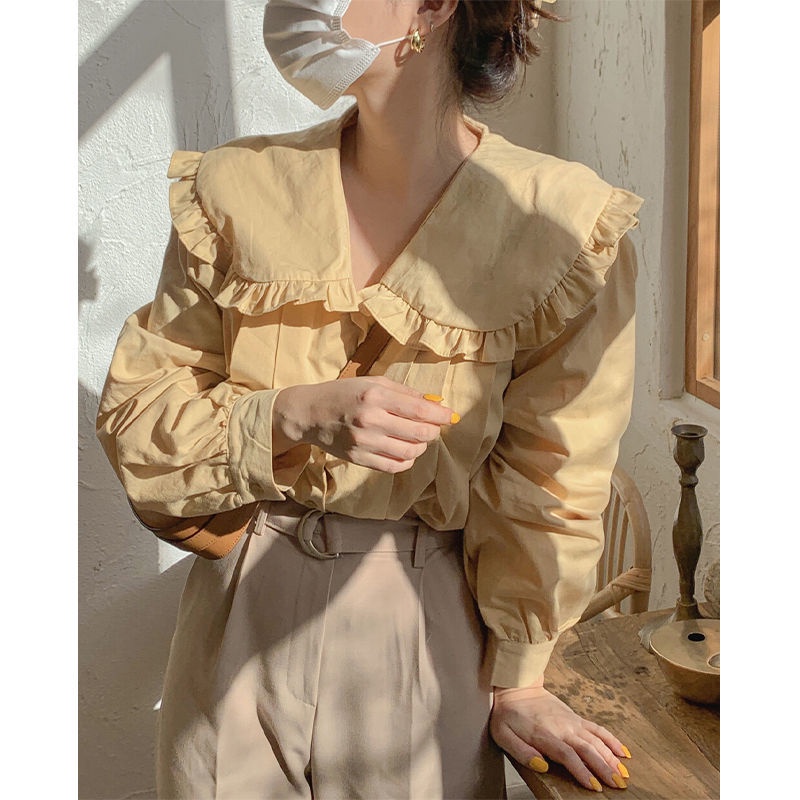 Áo Nữ Tay Dài Cổ Búp Bê Thời Trang Hàn Quốc