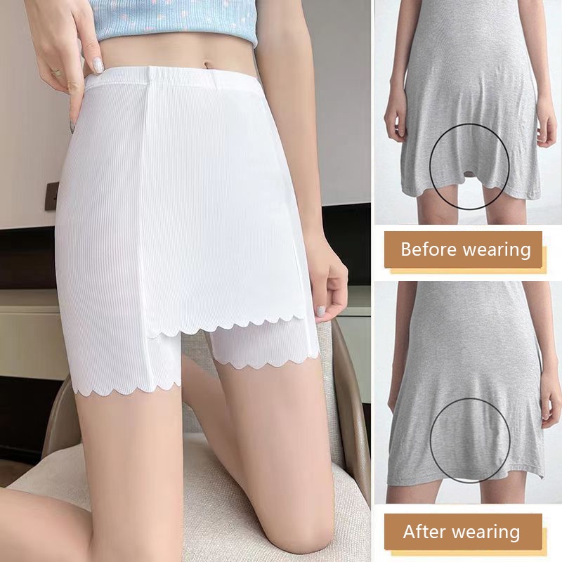 Quần Legging Ngắn Hai Lớp Bằng Lụa Lạnh Siêu Mềm Co Giãn Không Hai Lớp