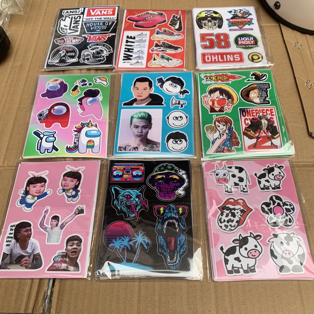 Sticker dán, custom mũ bảo hiểm nửa đầu, nón bảo hiểm 3 phần 4, laptop, ván trượt chống nước