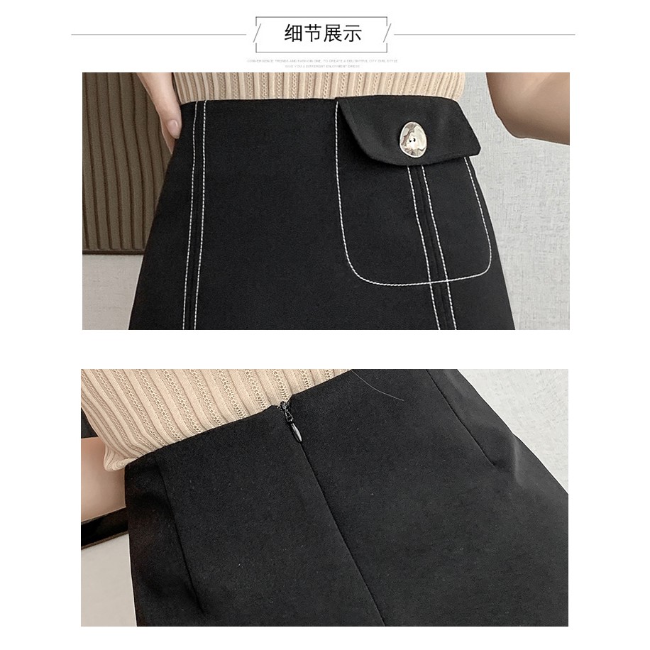 Chân váy chữ a ngắn chỉ viền trơn nổi có túi mini Okella CV004 | BigBuy360 - bigbuy360.vn