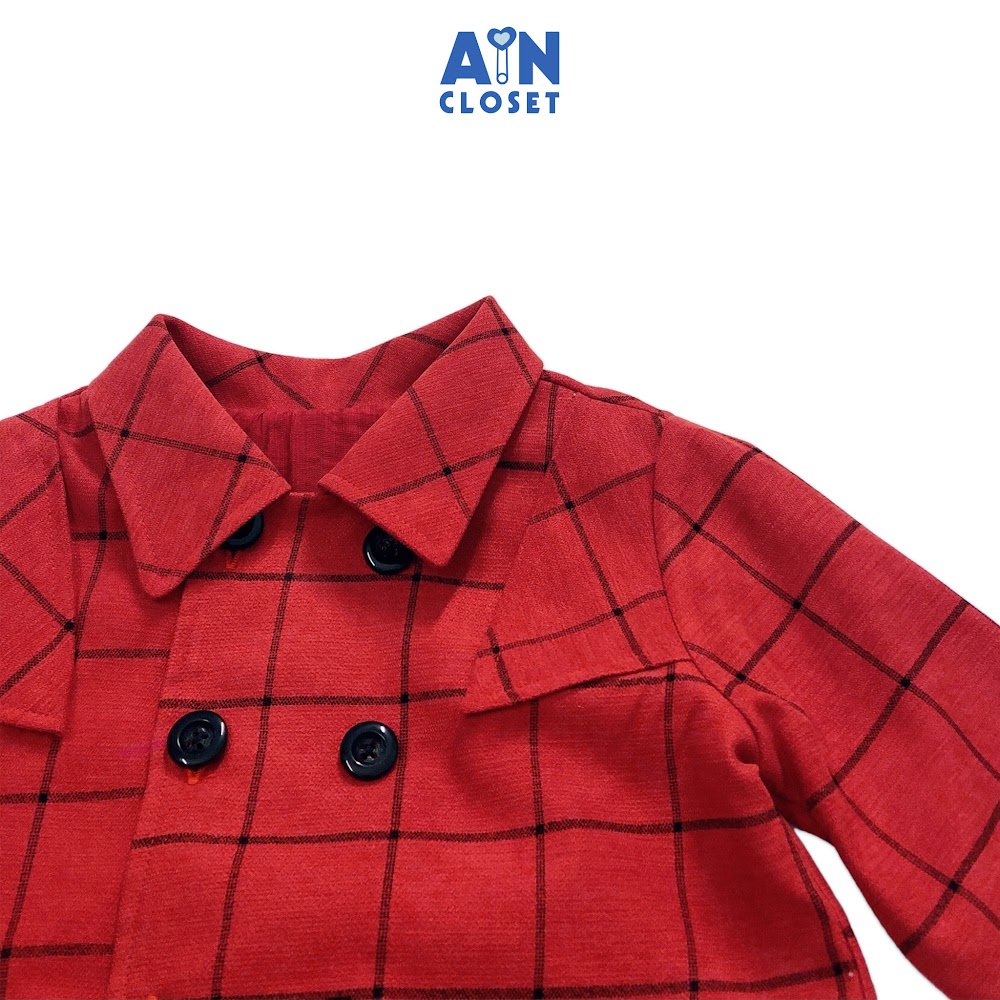 Áo khoác unisex họa tiết Caro cam đất thô nhung - AICDBTM3YBV2 - AIN Closet