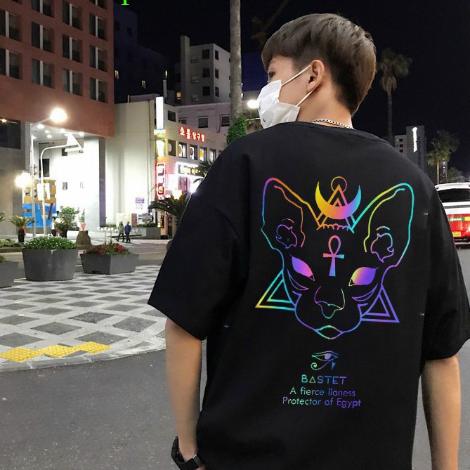 Áo thun phản quang nam nu tay lỡ unisex form rộng phong cách ulzzang Pi fashion