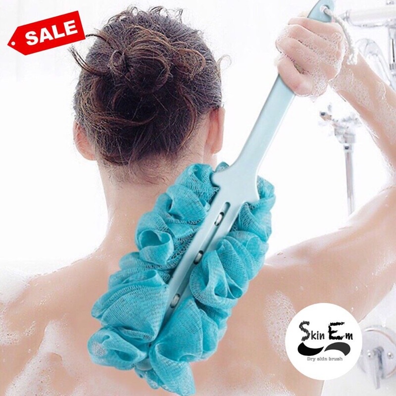 Cây cọ lưng bông tắm cán dài tạo bọt siêu sạch