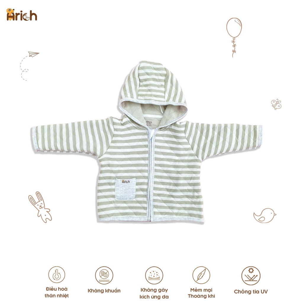 {RẺ VÔ ĐỊCH} ÁO KHOÁC THU ĐÔNG VẢI SỢI TRE KHÔNG PHỐI SIZE 9M-4Y ARICH