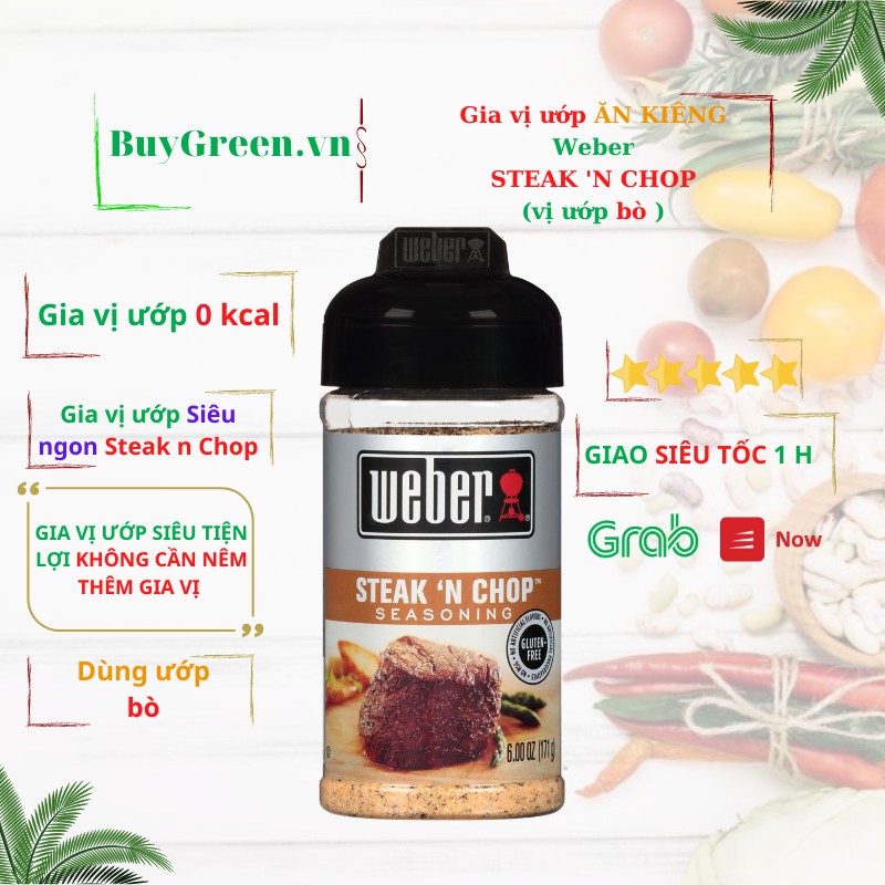 [ GIA VỊ ƯỚP ĂN KIÊNG ] GIA VỊ ƯỚP WEBER 0 KCAL , SIÊU THƠM NGON VÀ CHUYÊN DÙNG NÊM VÀ ƯỚP ~ 160g