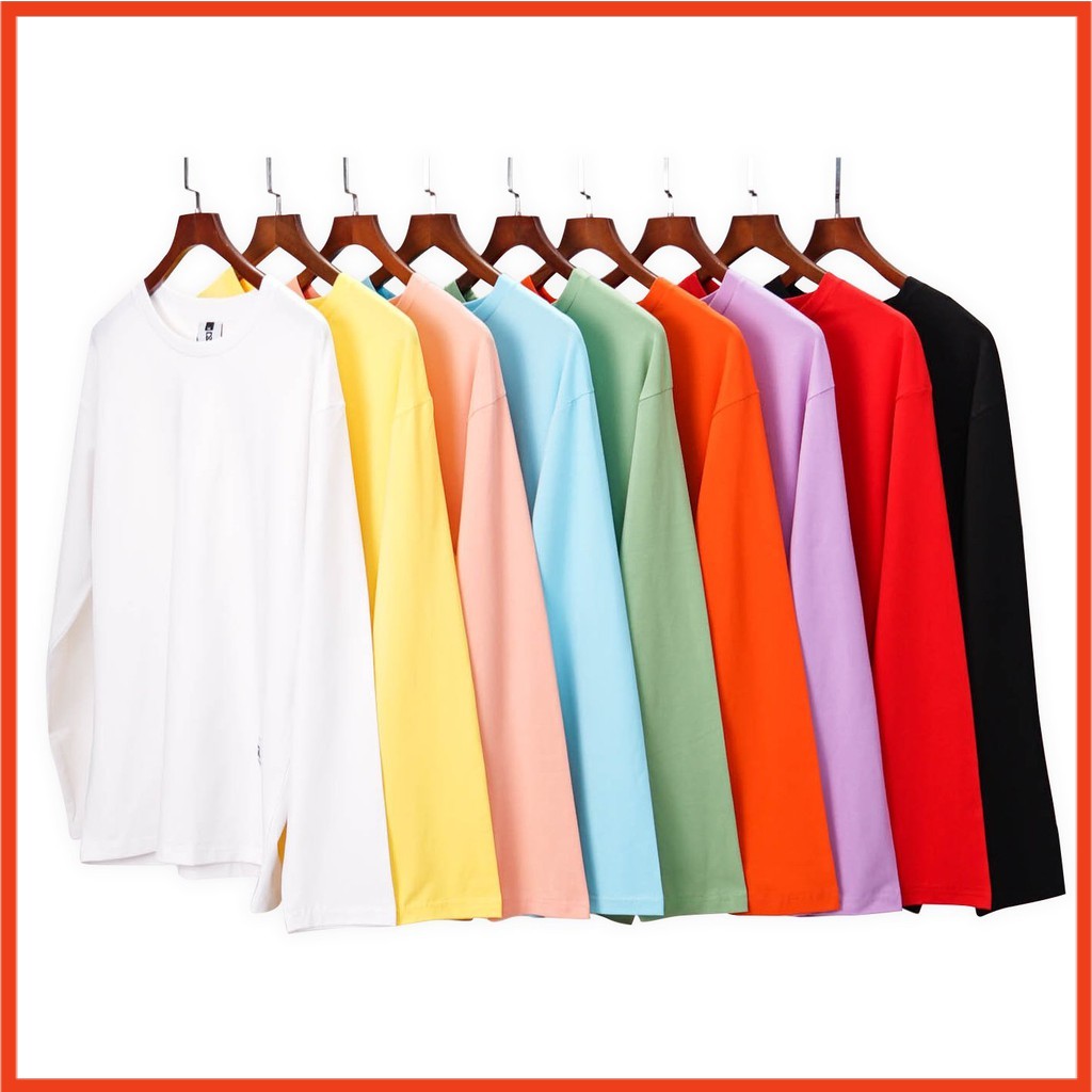Áo thun dài tay Unisex phông trơn nam nữ lỡ oversize form rộng FREESIZE 40-60KG