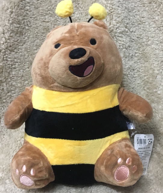 Gấu bông WE BARE BEAR gấu nâu ngồi cosplay ong 25cm