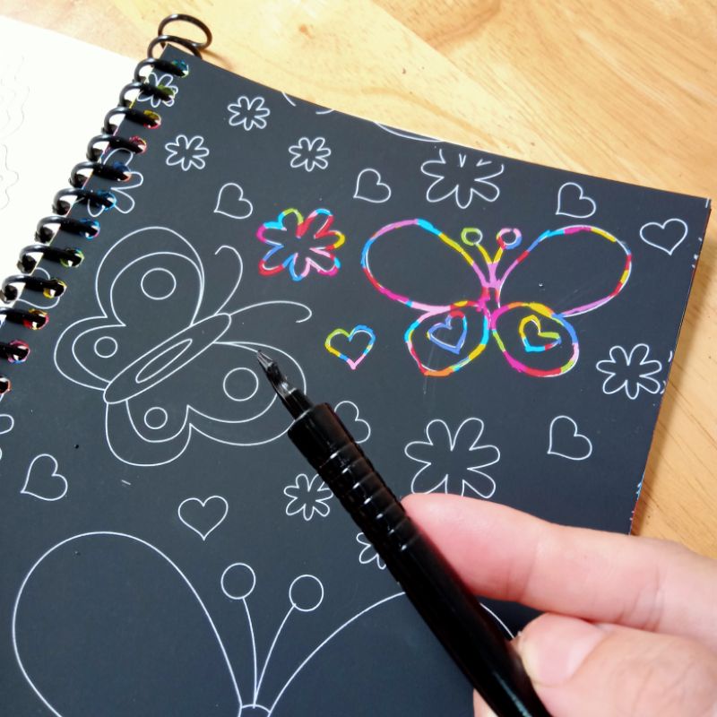 Sổ vẽ ma thuật cầu vồng scratch note,sổ cào vẽ sắc màu