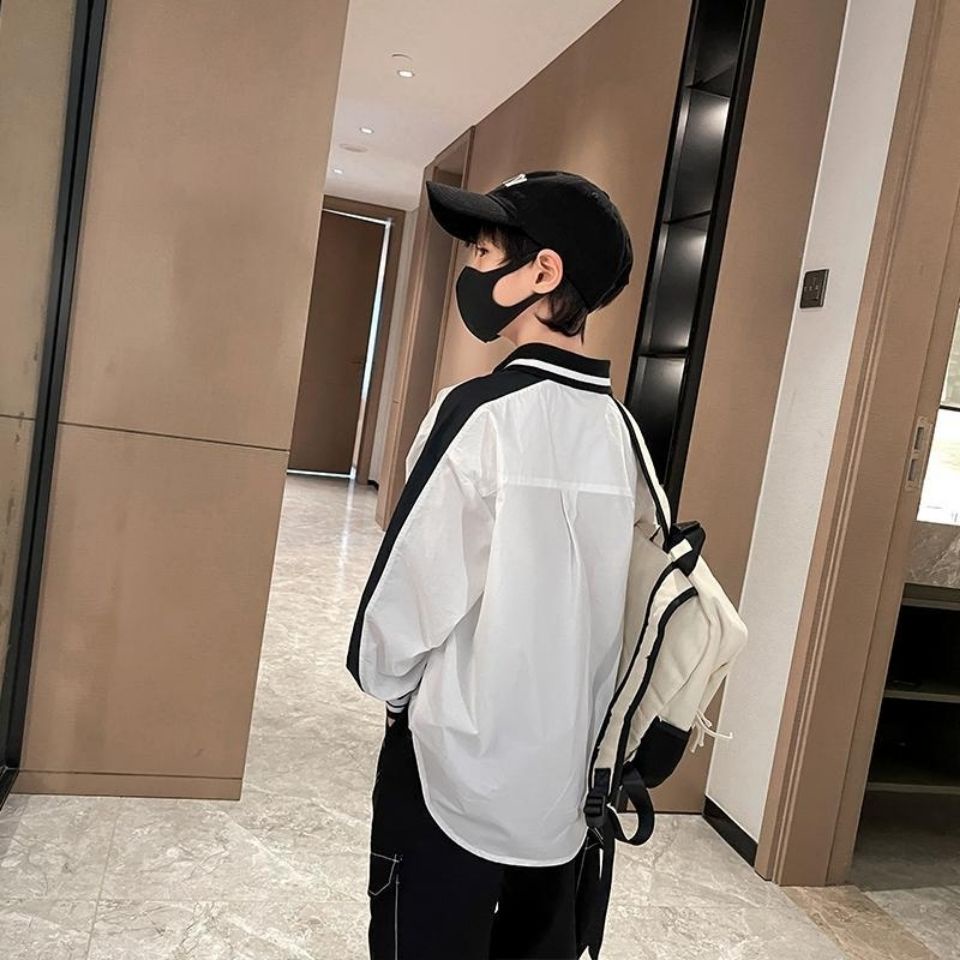 Áo Sơ Mi Cotton Trắng Tay Dài Phong Cách Hàn Quốc Mới Dành Cho Bé Trai 2022
