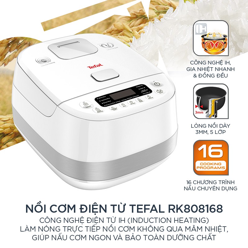 Nồi cơm điện cao tần Tefal  RK808168 dung tích 1.5l - Thương hiệu Pháp