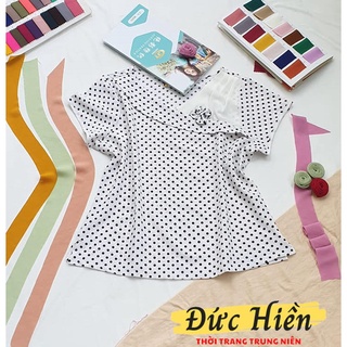 ÁO TRUNG NIÊN NỮ CHO MẸ - Kiểu chấm bi - Vải lụa D100