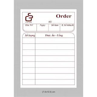 GIẤY ORDER MÓN ĂN