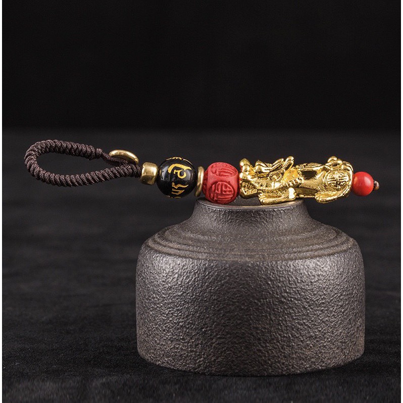 Móc Khoá Hạt Phong Thủy, Trang Trí Bằng Đồng Hình Tỳ Hươu