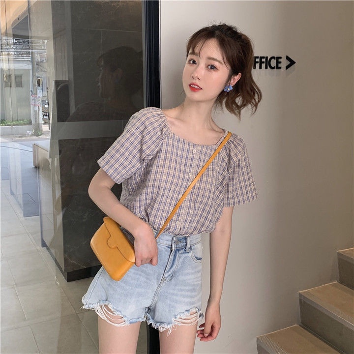 Áo Voan Cổ Vuông Kiểu Dáng Dễ Thương Xinh Xắn Cho Nữ