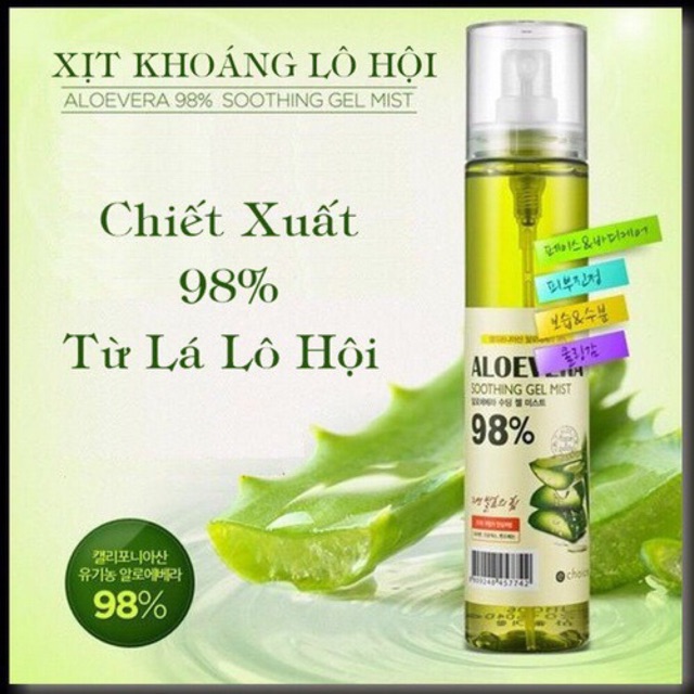 (Sẵn) Xịt Khoáng Lô Hội Aloe Vera Soothing Mist 98%