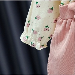 Váy đỏ noel cho bé gái từ 0-3 tuổi, tay dài in hoa thời trang mùa thu thoải mái