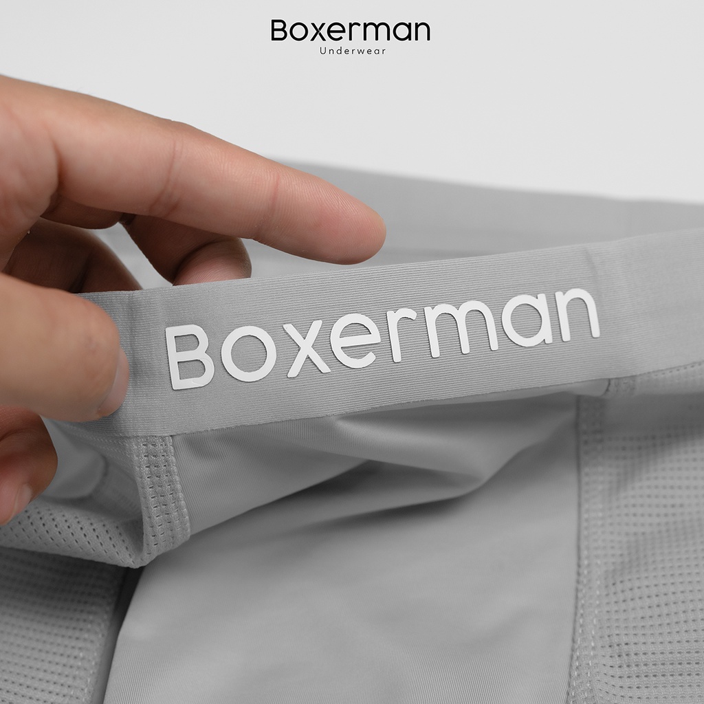 Quần boxer nam PRO MESH/Xám co giãn thoải mái thoáng mát khử mùi kháng khuẩn cao cấp BOXERMAN