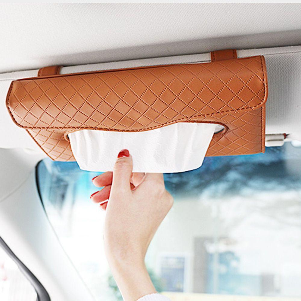 Hộp Đựng Khăn Giấy Bằng Da PU Treo Trên Nóc Xe Hơi Tiện Dụng Giá Đỡ