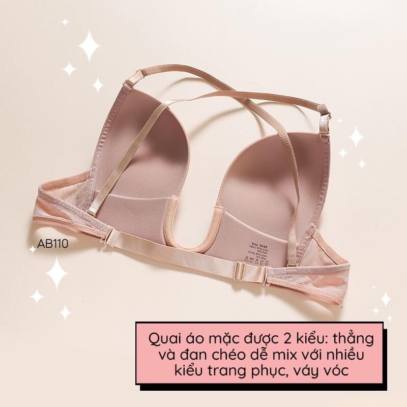 Áo lót nữ thiết kế chữ U sexy cho phái đẹp, mút 1.5cm không gọng nâng đỡ vòng 1 siêu đỉnh