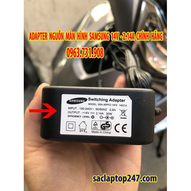 Adapter nguồn màn hình samsung 14V 2.14A chính hãng