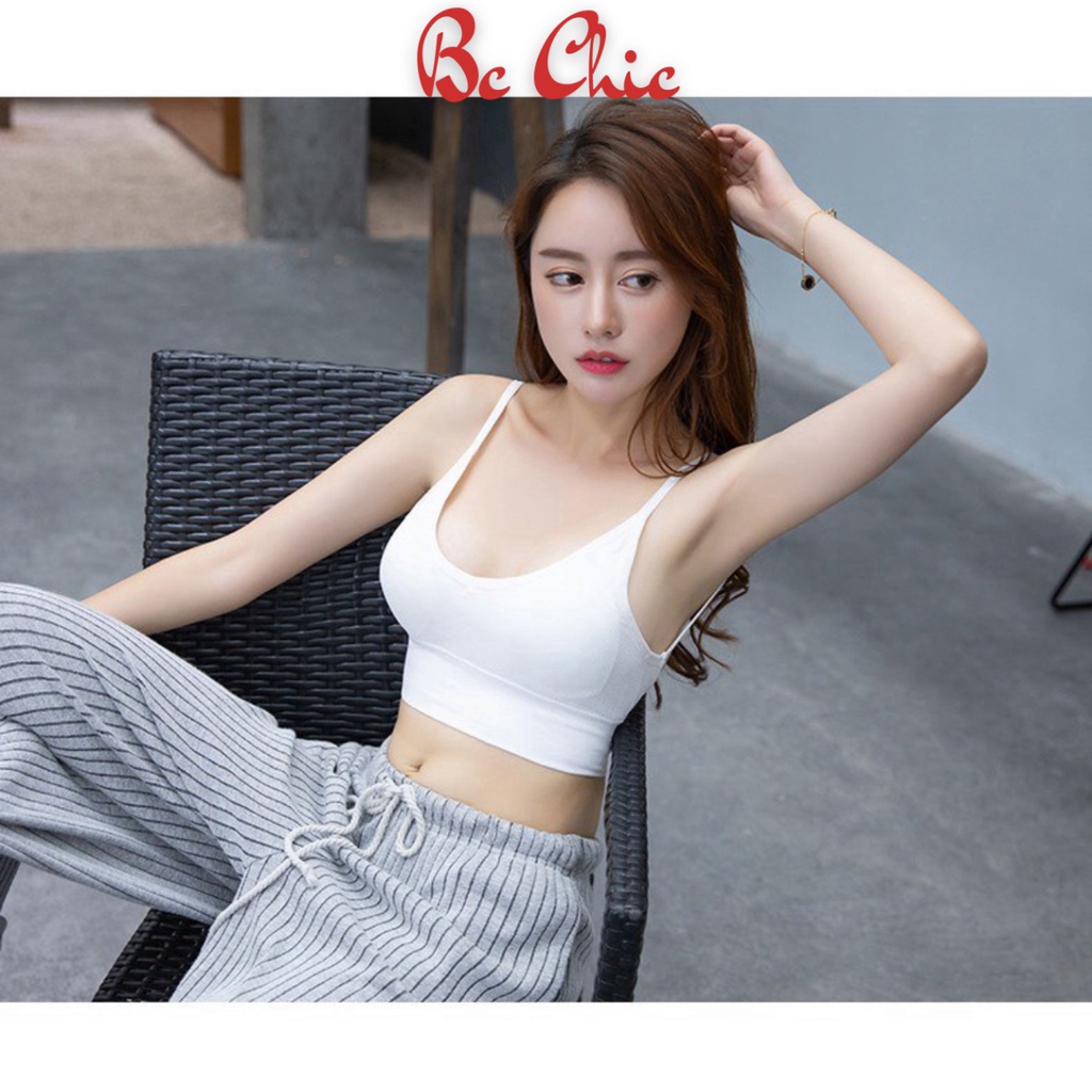 Áo Lót Nữ - Áo Bra Nữ 2 dây tập gym chữ U hở lưng 2 dây không gọng nâng ngực gợi cảm co giãn BC_CHIC LINGERIE