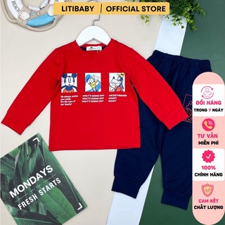 Bộ quần áo dài tay LITIBABY, in hình mickey, chất cotton mềm, co dãn tốt. Size 2-8 tuổi. Mã BSM01