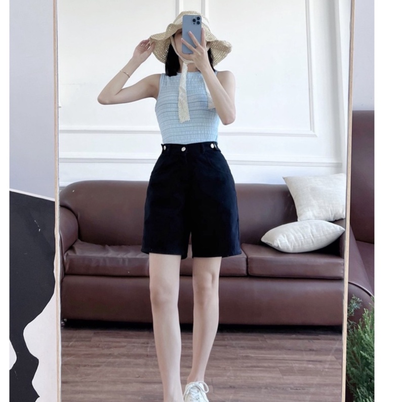 Quần short kaki nữ,quân ngố lưng chun có đai chỉnh eo phong cách hàn quốc