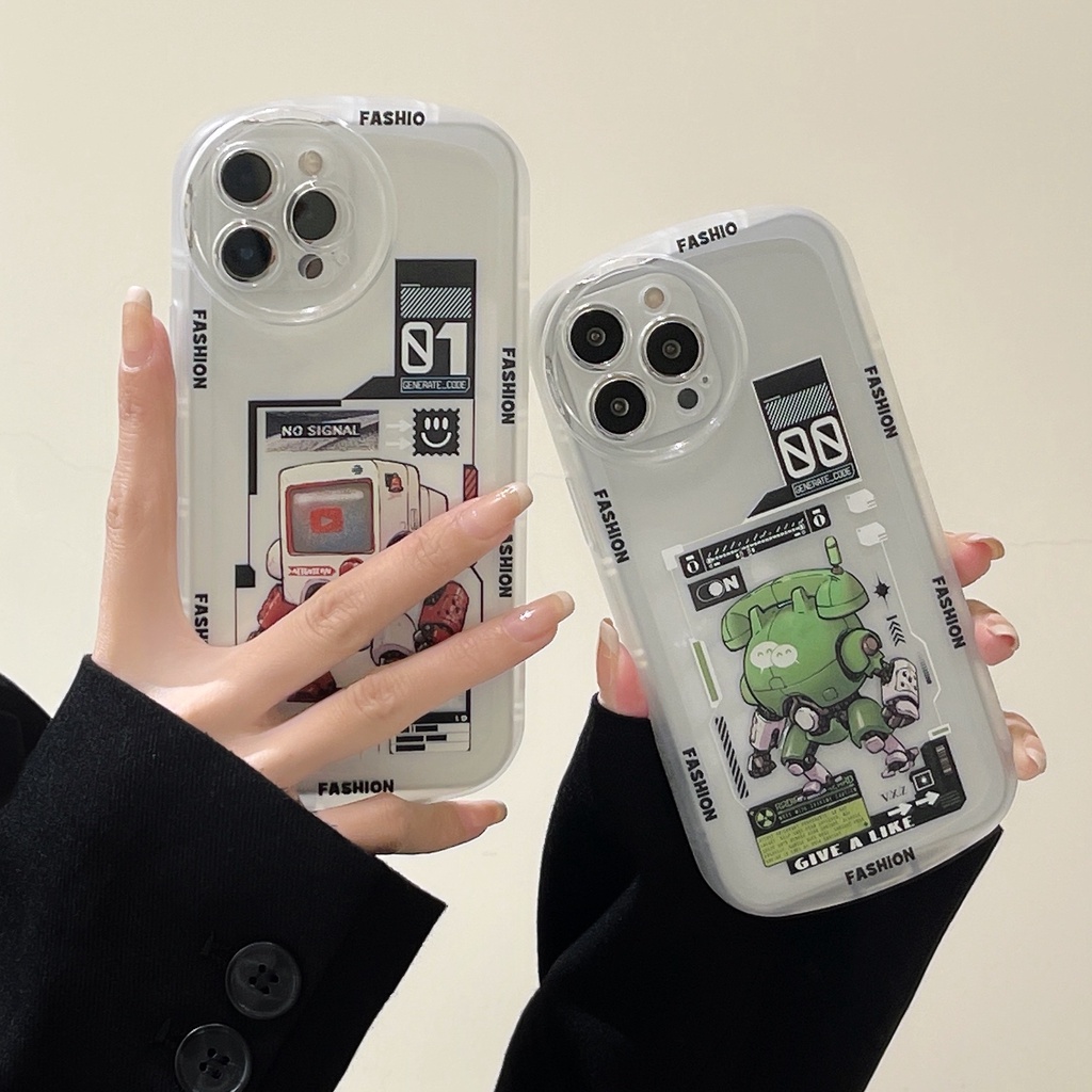 Ốp Điện Thoại Tpu Dẻo Trong Suốt Họa Tiết Robot Thời Trang Cho iPhone 13 12 mini 11 Pro xs max xr 7 / 8plus