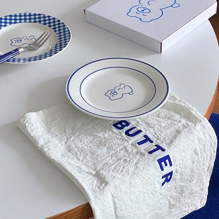 Đĩa Ăn Tráng Miệng Bằng Vải Họa Tiết Gấu Dễ Thương Phong Cách Hàn Quốc