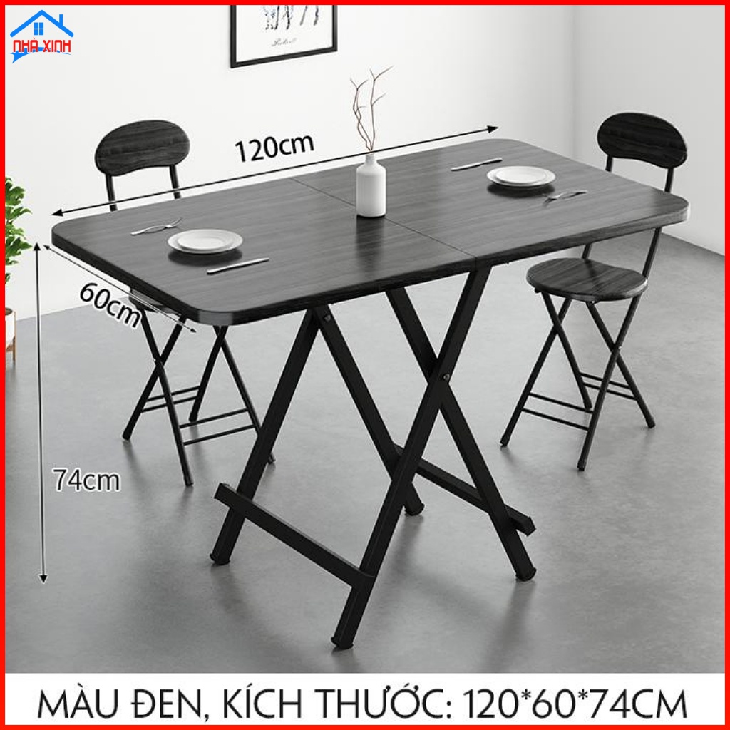 Bộ bàn ăn gấp gọn thông minh 2022, bàn xếp mặt gỗ và kèm 4 ghế gấp, chắc chắn và tiện lợi. KT 120*60*74cm. Hãy mua ngay!