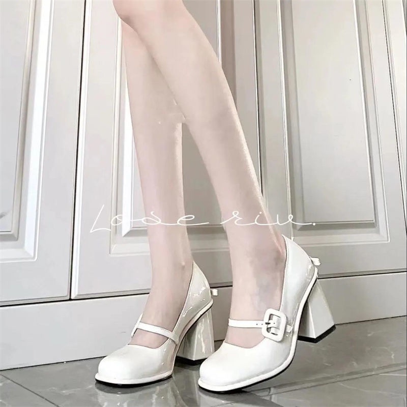 Giày Cao Gót Đế Dày Phong Cách Retro Pháp Cho Nữ