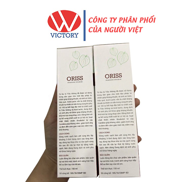 Dung dịch vệ sinh phụ nữ ORISS - Giúp kháng khuẩn, khử mùi, giảm kích ứng - Chai 150ml - VictoryPharmacy