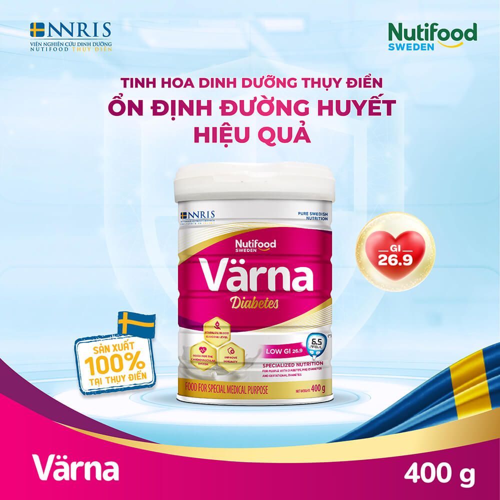 (Mẫu mới) Sữa bột Nutifood Varna Diabetes Lon 400g dành cho người tiểu đường, đái tháo đường