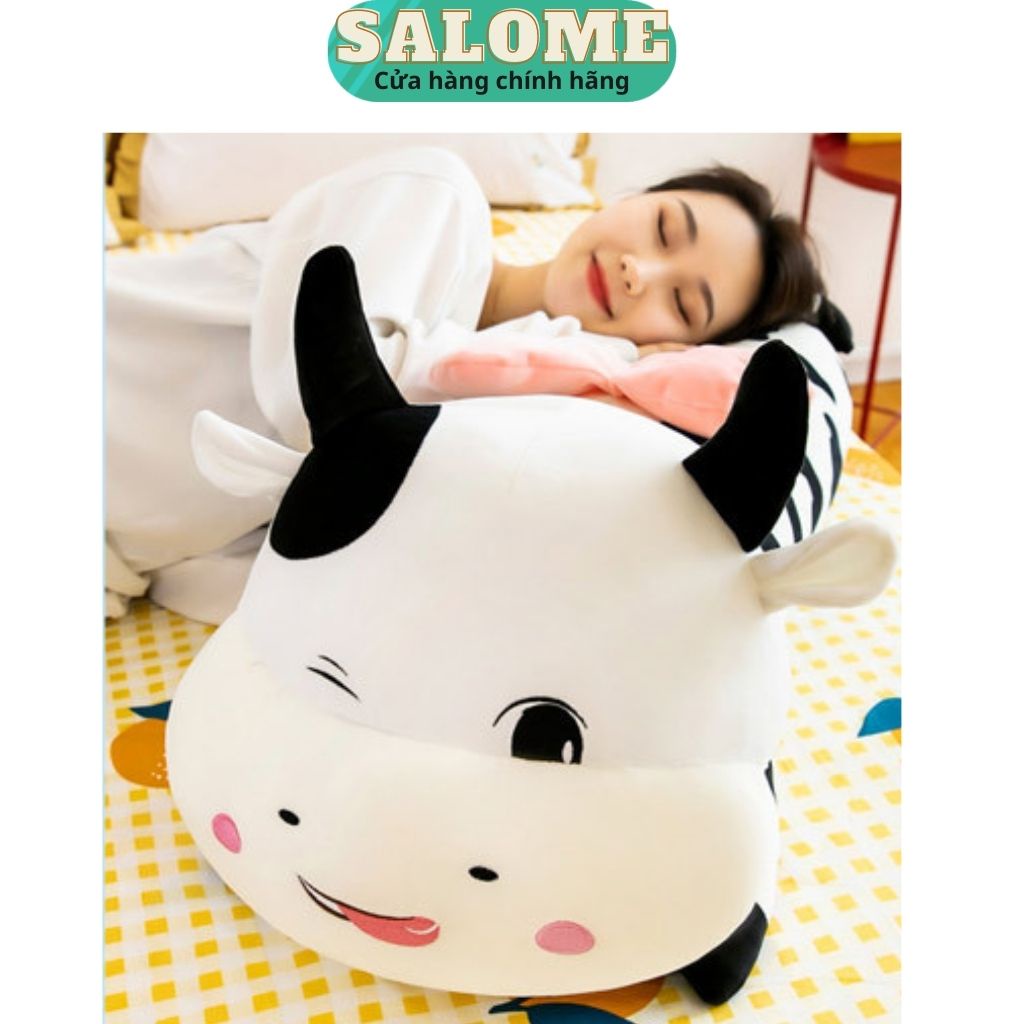 Gấu Bông Bò Sữa Cánh Tiên 1m2 tphcm, Bò sữa Cute Chất Liệu Vải Miniso Cao Cấp, Bò Sữa Nằm Nháy Mắt Salome