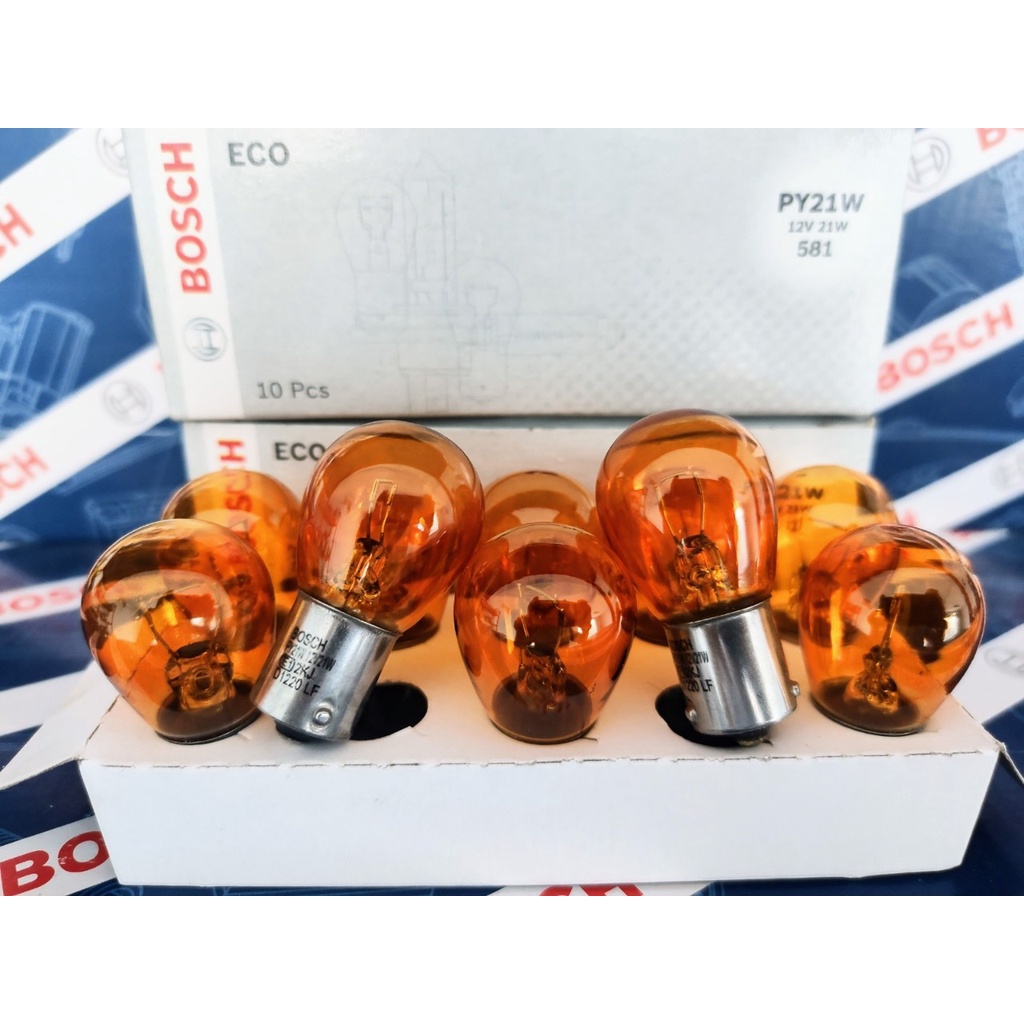 Bóng Đèn Tín Hiệu Bosch PY21W 12V 21W - Ánh sáng vàng (Hộp 10 Bóng)