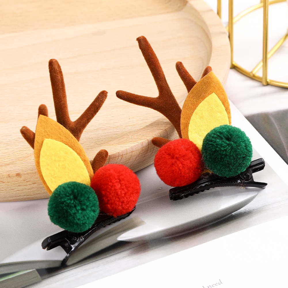 Haimeikang Cute Reindeer Horn Hair Clips For Women Christmas