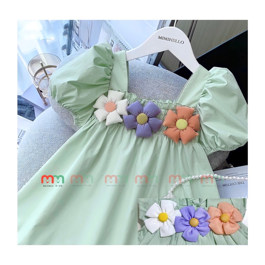 Váy đầm bé gái dễ thương form xòe chất mềm nhẹ thoái mái cho bé 9kg đến 42kg