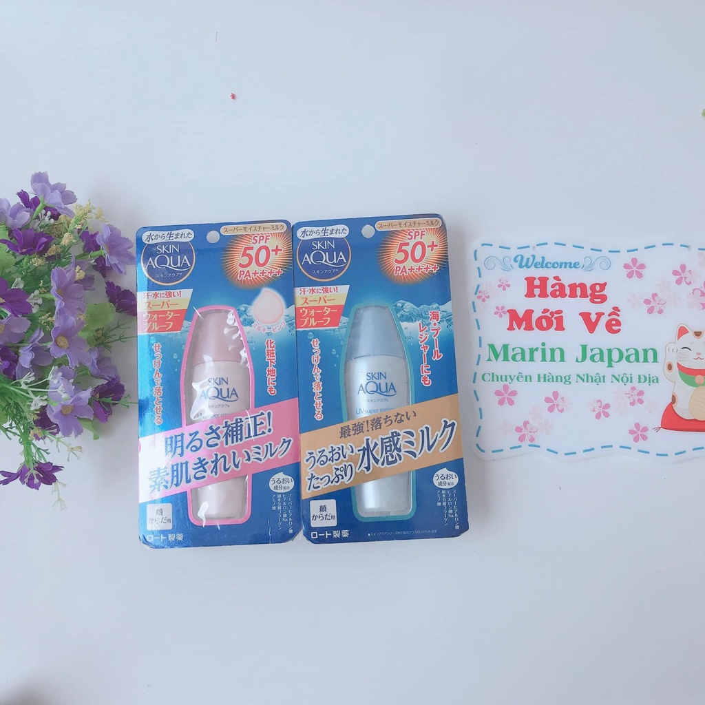 (Sale) Kem chống nắng Skin Aqua Milk nâng tone hồng Nhật Bản